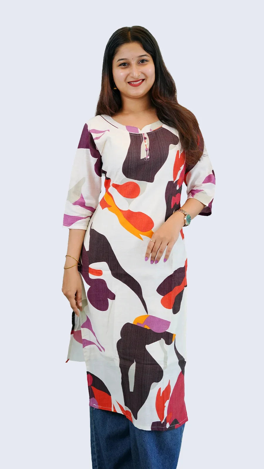 Cotton One‑Piece with Abstract Multicolor Prin