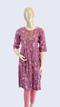 Women Casual Kurti with Mirror Work Chest Panel & Printed Floral Design — 3/4 Sleeves.