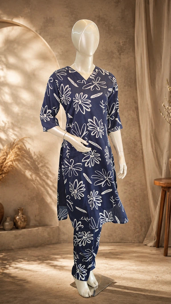 Tissue fabric Two‑Piece Kurti Set for Women