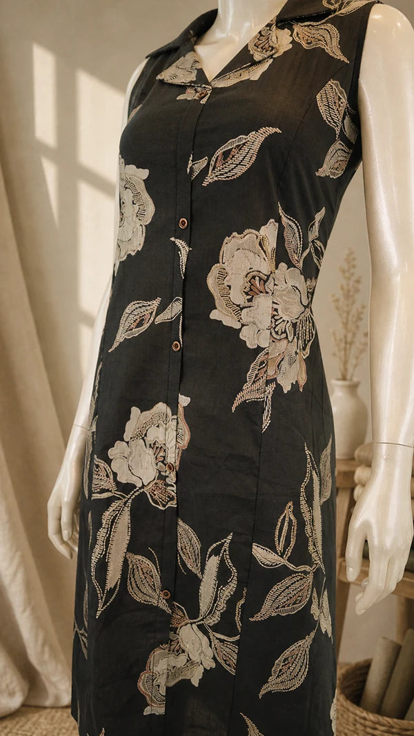 Women Cotton Blend Two‑Piece Co‑ord Set with Shirt Collar, Pocket & Floral Print — Casual Wear.