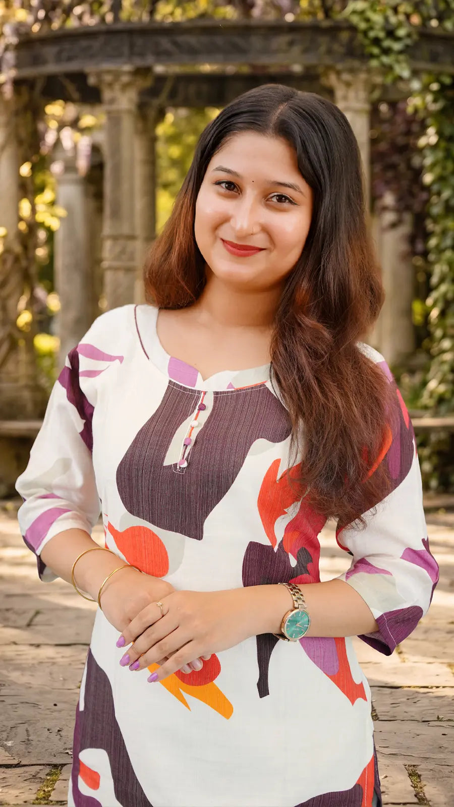 Cotton One‑Piece with Abstract Multicolor Prin