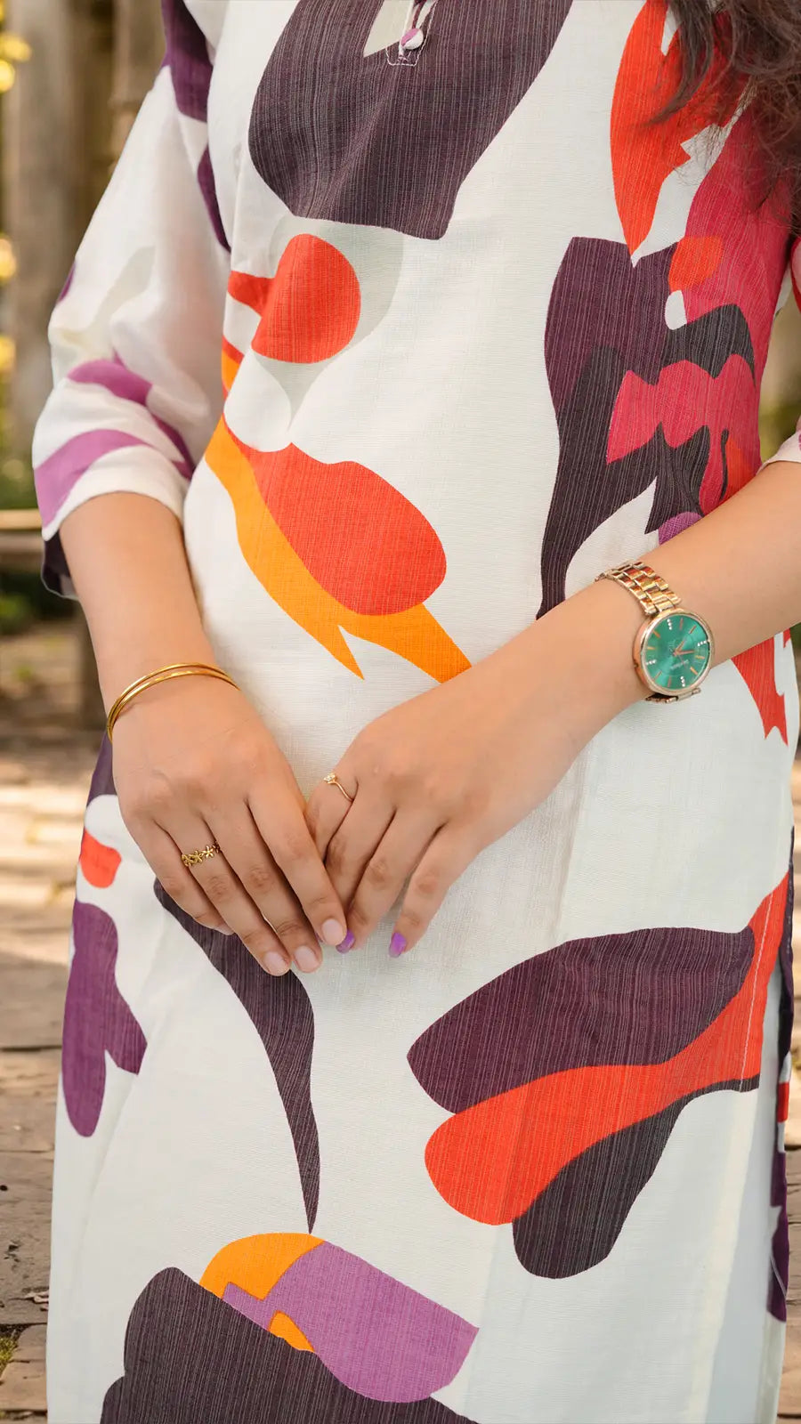 Cotton One‑Piece with Abstract Multicolor Prin
